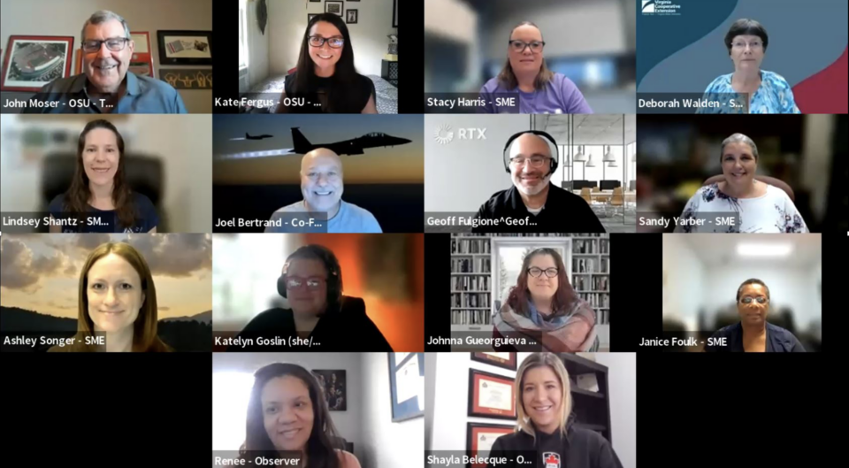 DACUM facilitators John Moser and Kate Fergus facilitate a DACUM Virtual Institute with Subject Matter Experts.